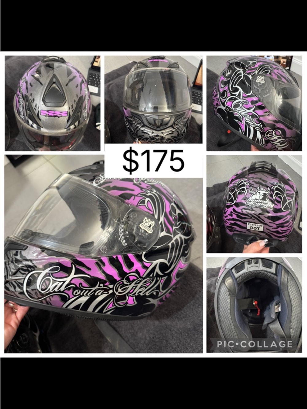 Full-Face Motorcycle Helmet with Pink & Black Graphic Design